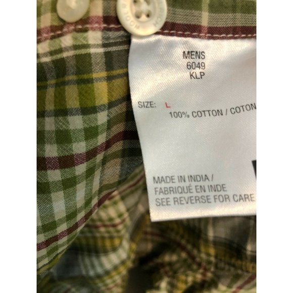 Woolrich Large Plaid Mens short sleeve button front shirt Woolen Mills Cotton - Picture 5 of 9